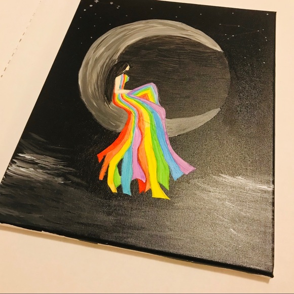 CUSTOM Zodiac Girl on Moon Nautical Boho Painting - Picture 7 of 8